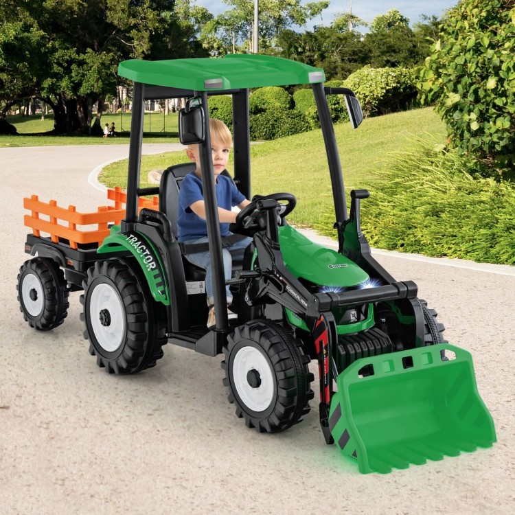 Traktor elektryczny dla dzieci z łyżką i przyczepą