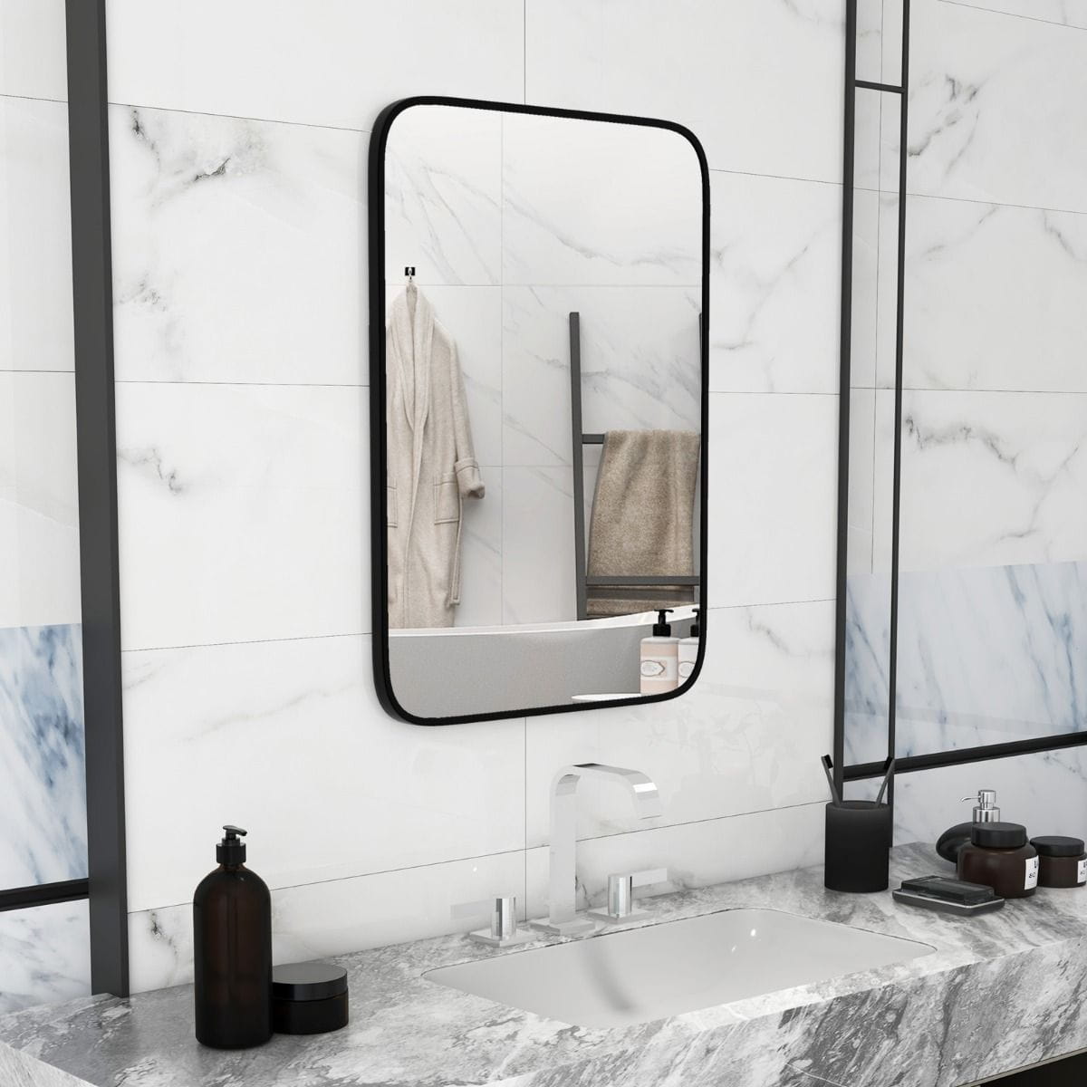 Lustro łazienkowe w metalowej ramie 70 x 50 cm COSTWAY