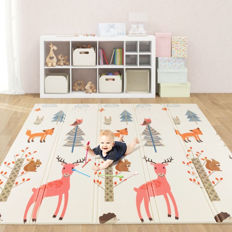 Mata piankowa dwustronna dla dzieci 200x180cm las