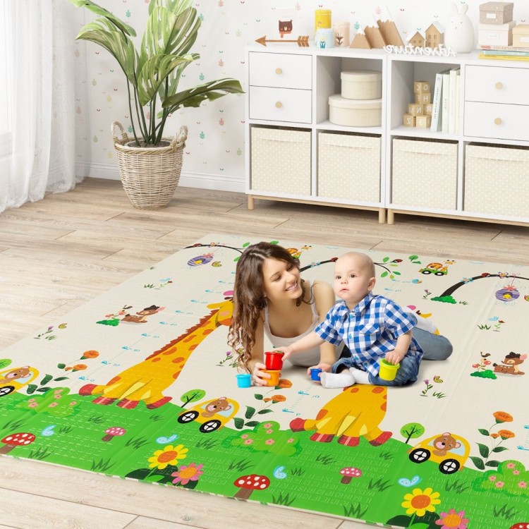 Mata piankowa dwustronna dla dzieci 200x180cm las