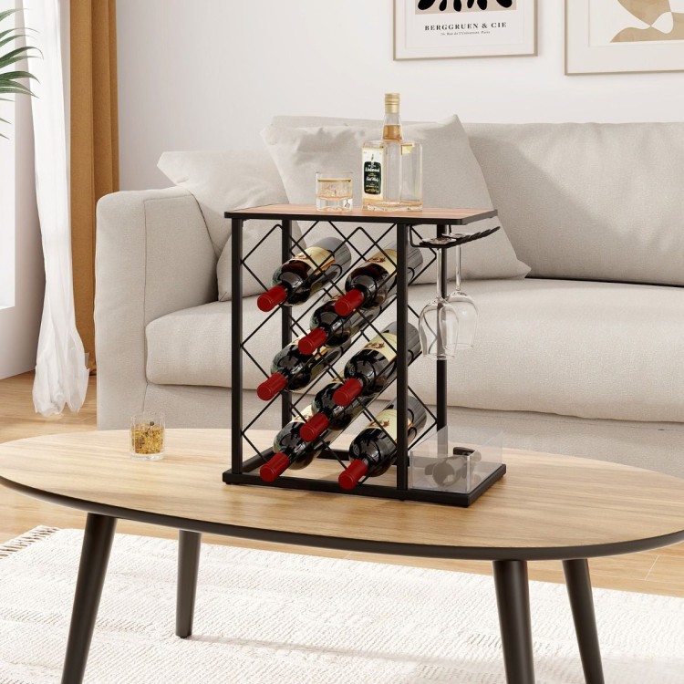 Stojak na wino z uchwytem na kieliszki