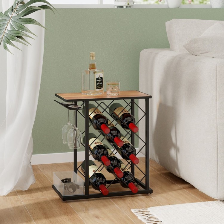 Stojak na wino z uchwytem na kieliszki