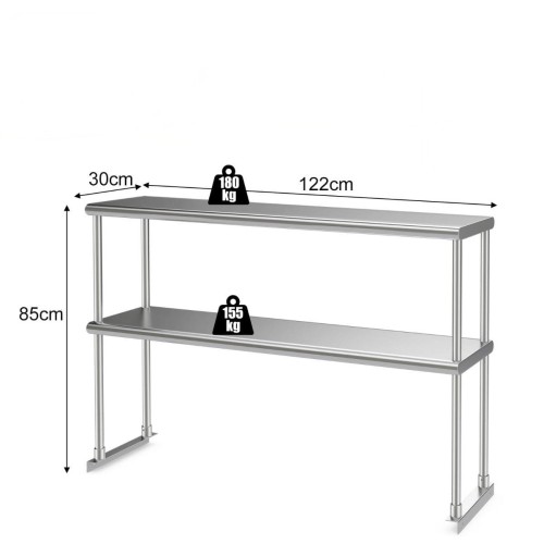 2-poziomowa metalowa półka ze stali nierdzewnej 122 cm