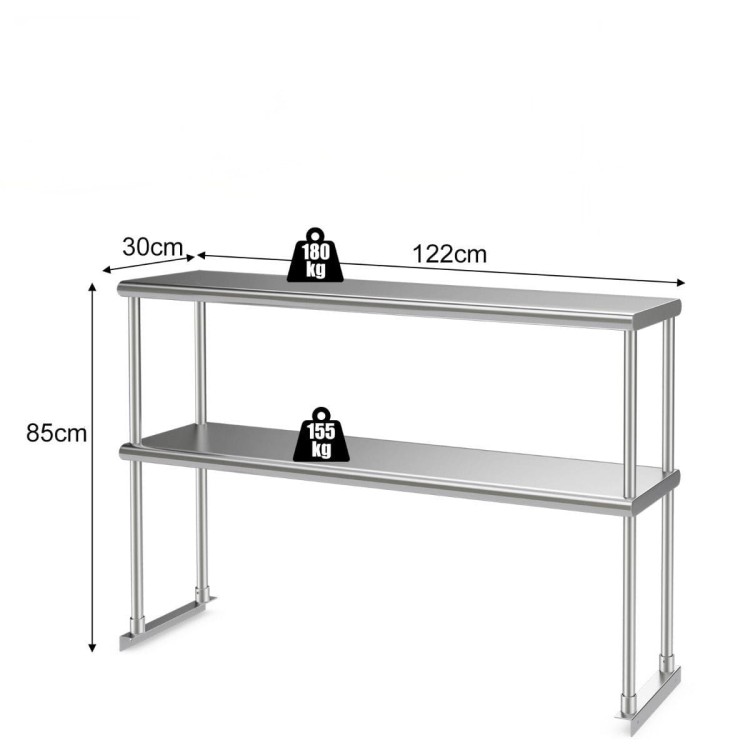 2-poziomowa metalowa półka ze stali nierdzewnej 122 cm
