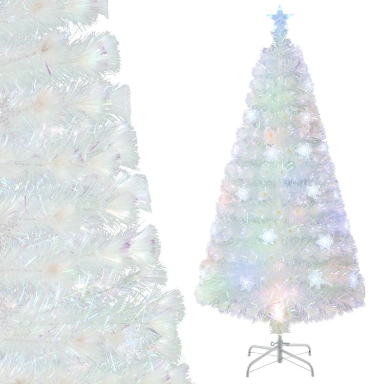Sztuczna choinka świąteczna LED 150 cm biała