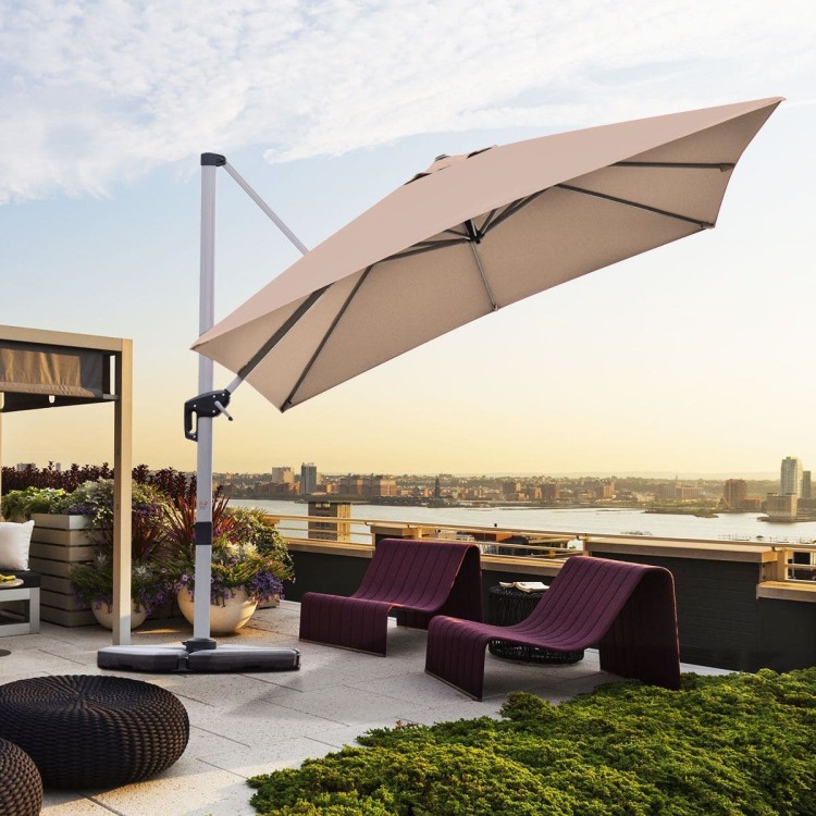 Parasol z podstawą krzyżową i aluminiowym słupkiem 300 x 300 x 261 cm brązowy