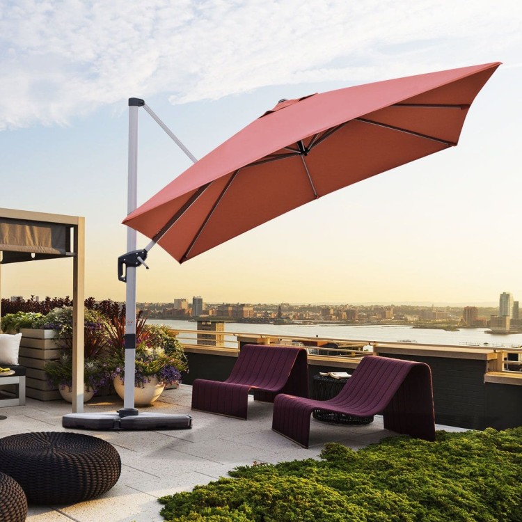Parasol z podstawą krzyżową i aluminiowym słupkiem 300 x 300 x 261 cm pomarańczowy
