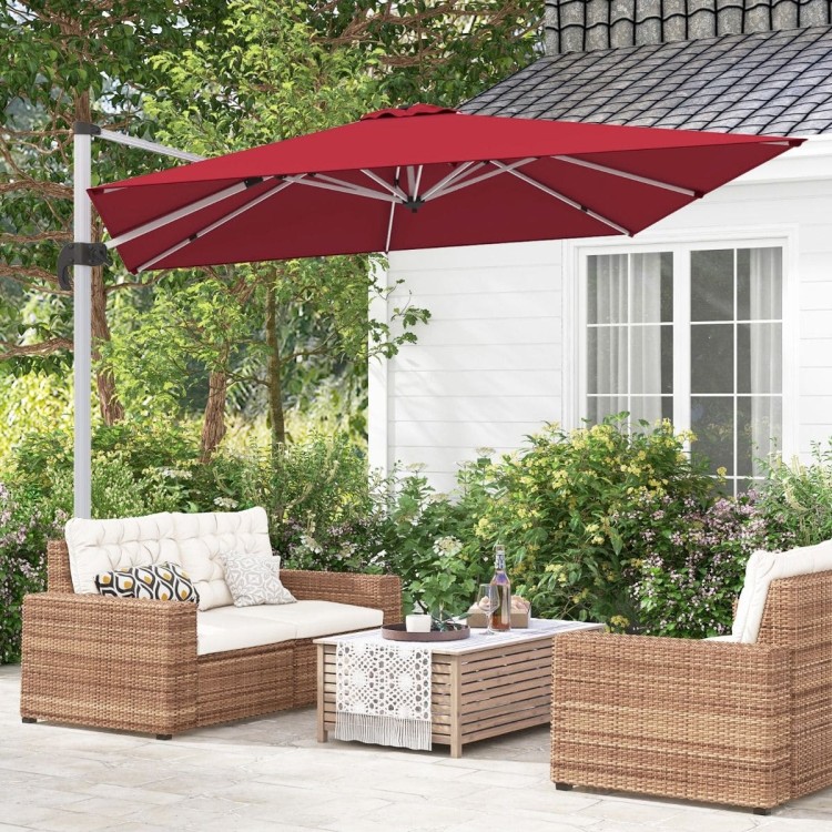 Parasol z podstawą krzyżową i aluminiowym słupkiem 300 x 300 x 261 cm czerwony