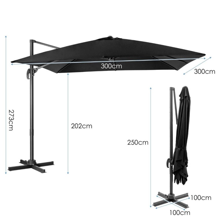 Parasol ogrodowy zewnętrzny 300 x 300 x 273 cm
