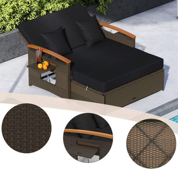 Rozkładana sofa ogrodowa rattanowa 3w1