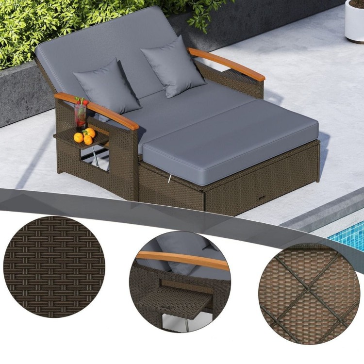 Rozkładana sofa ogrodowa rattanowa 3w1