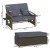Rozkładana sofa ogrodowa rattanowa 3w1