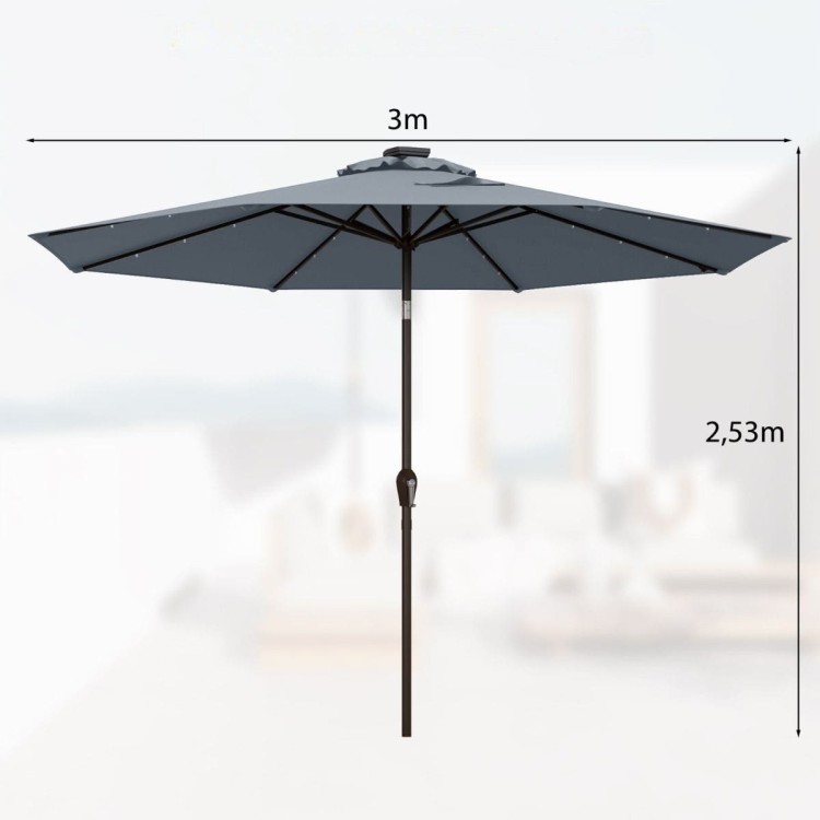 Parasol ogrodowy z solarnymi diodami led 300 cm