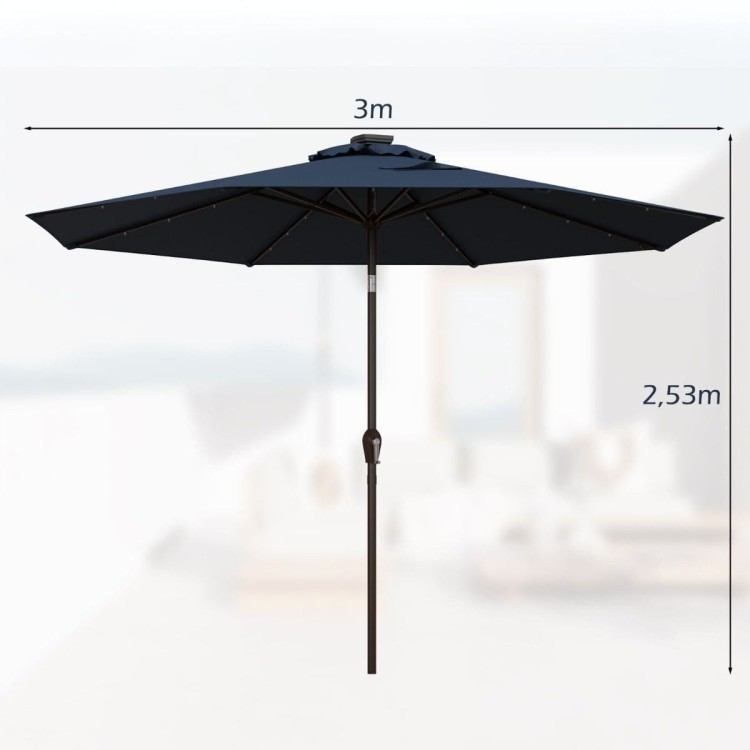 Parasol ogrodowy z solarnymi diodami led 300 cm