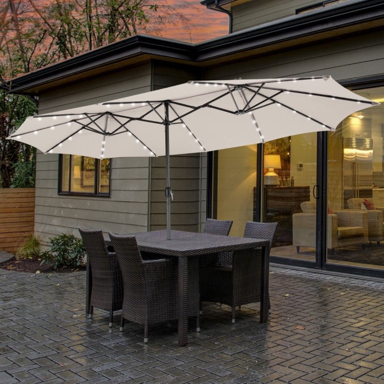 Parasol ogrodowy z solarnymi diodami LED 470 cm