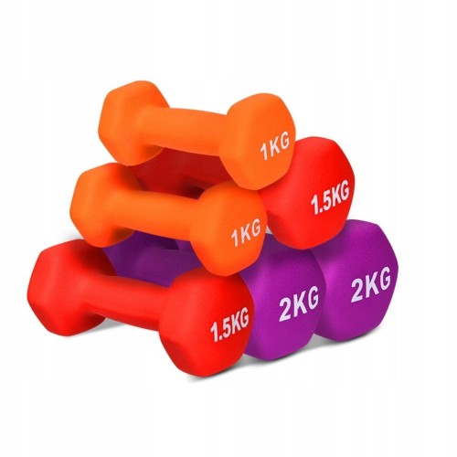 Zestaw 6 hantli ze stojakiem 1kg 1.5kg 2 kg