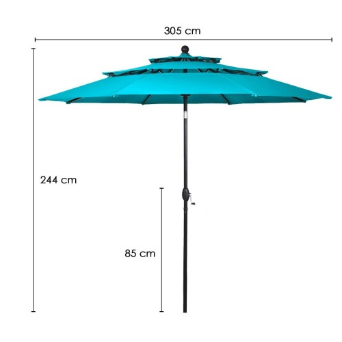 3-poziomowy parasol ogrodowy turkusowy