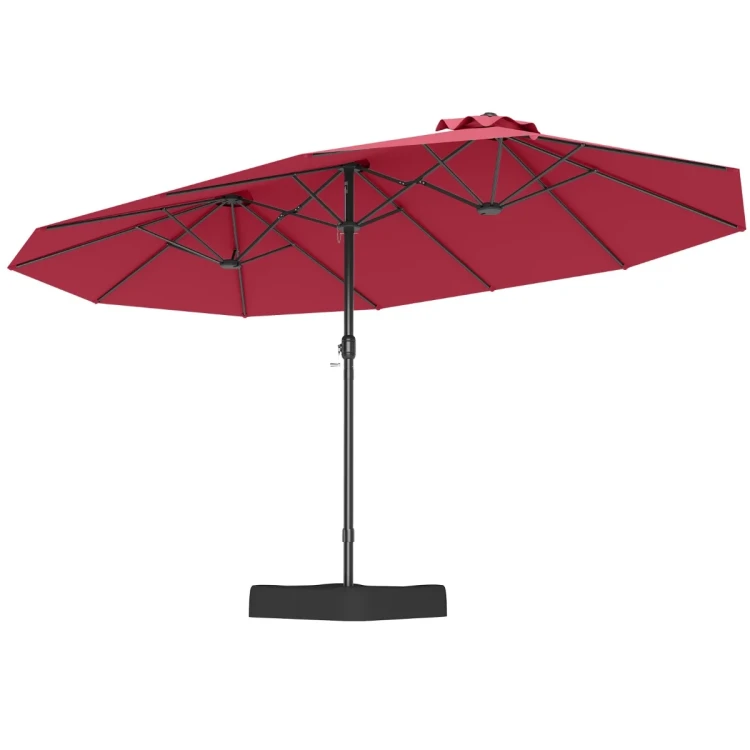 Podwójny parasol ogrodowy ze stojakiem i korbką