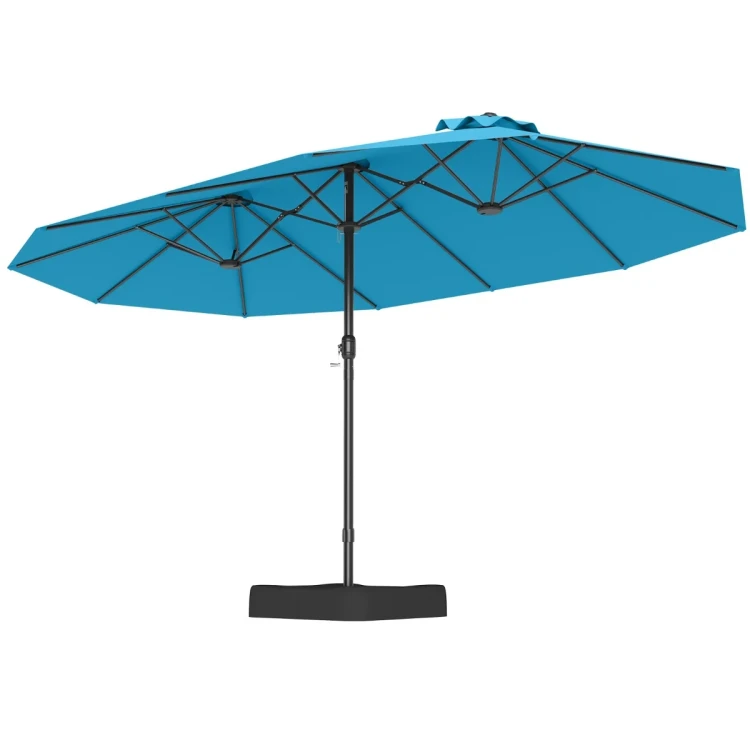 Podwójny parasol ogrodowy ze stojakiem i korbką