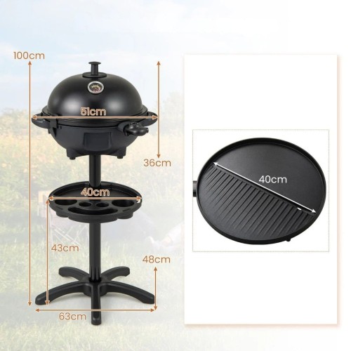 Grill elektryczny 1200 W z regulacją temperatury 2 w 1