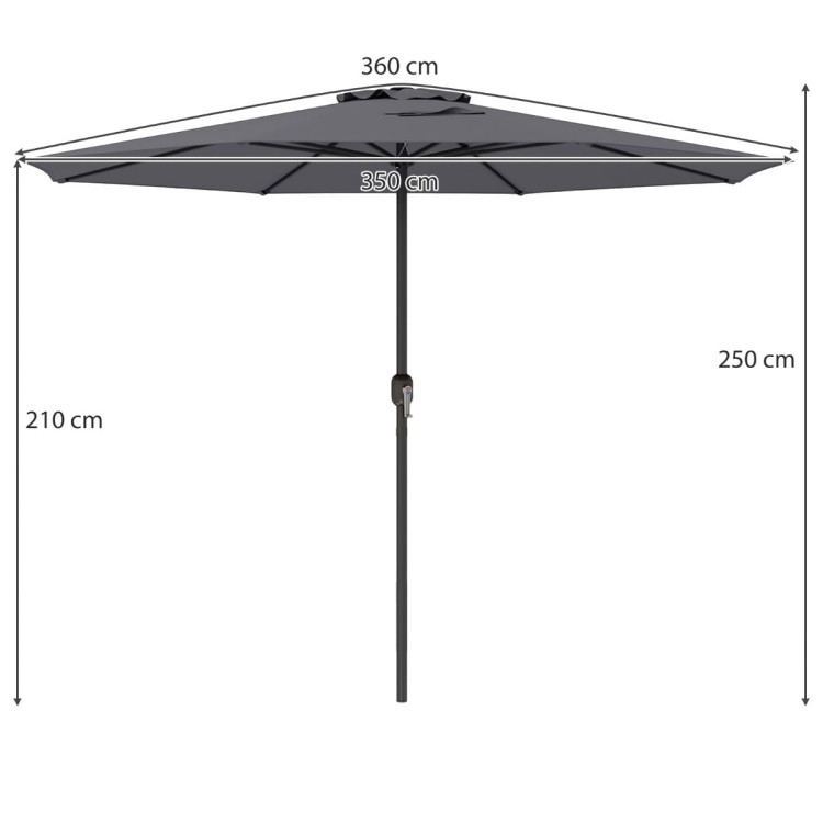 Parasol tarasowy 350 cm szary