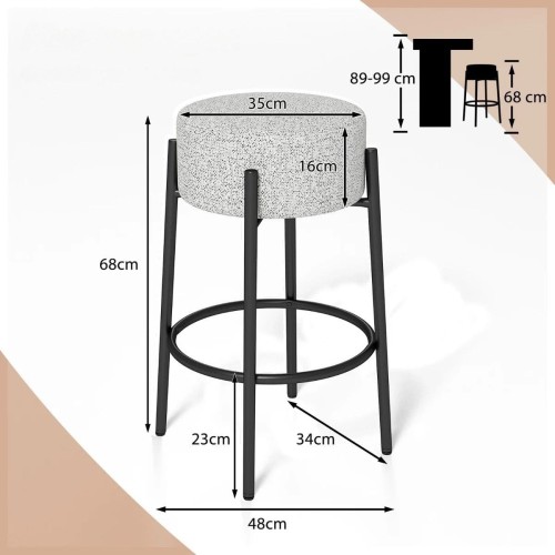 Tapicerowany hoker stołek barowy 68 cm