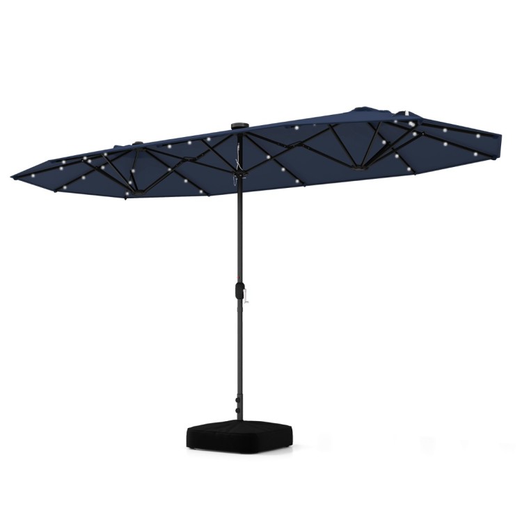 Podwójny parasol ogrodowy LED ze stojakiem