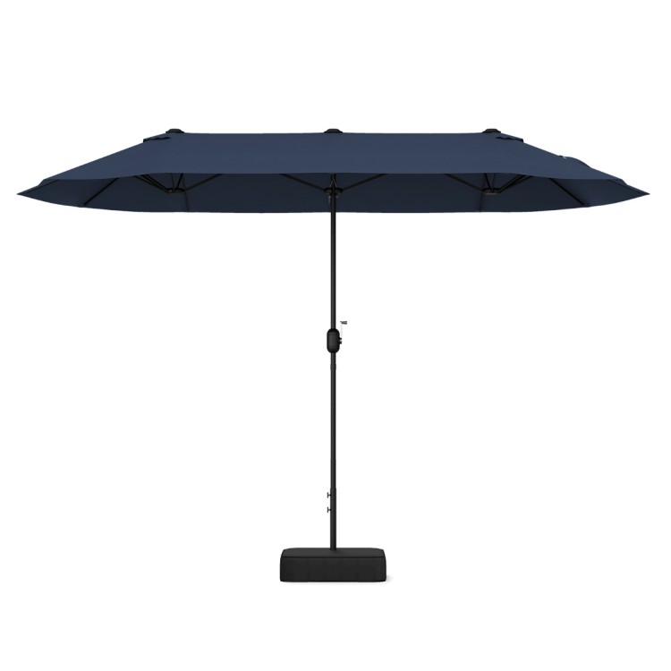 Podwójny parasol ogrodowy z korbką i podstawą