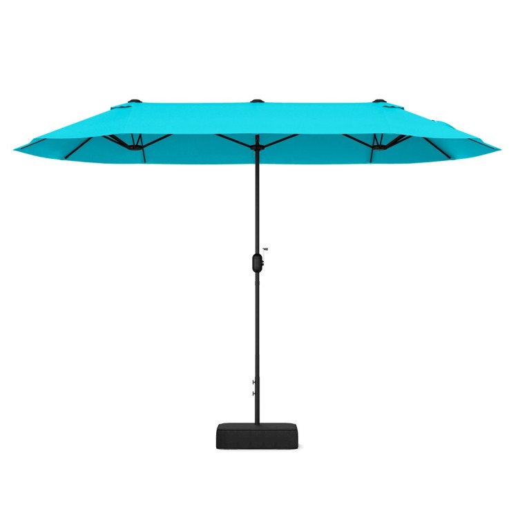 Podwójny parasol ogrodowy z korbką i podstawą