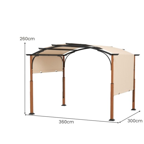 Altana ogrodowa z wysuwanym baldachimem 300 x 360 cm