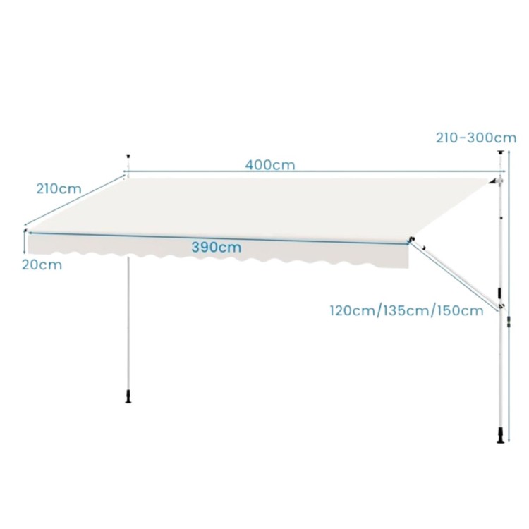 Markiza balkonowa 400 cm z ręczną korbą