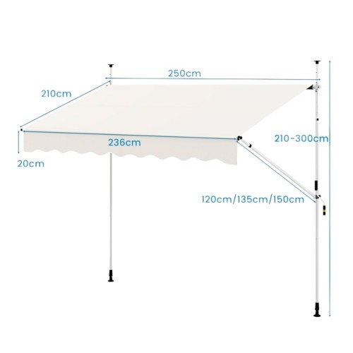 Markiza balkonowa 250 cm z ręczną korbą