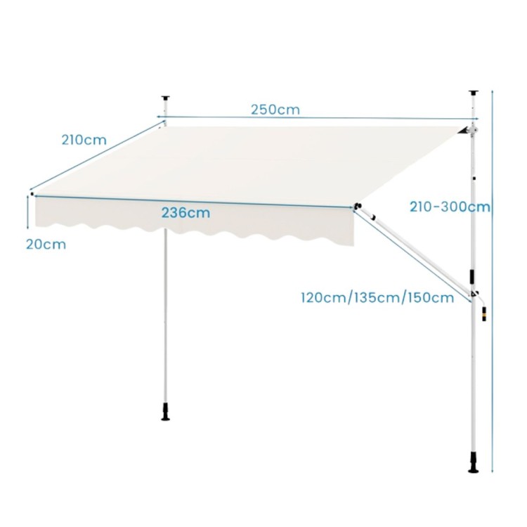 Markiza balkonowa 250 cm z ręczną korbą