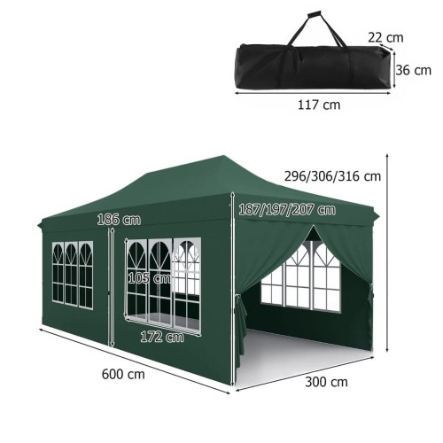 Pawilon ogrodowy namiot imprezowy wodoodporny 3x6m