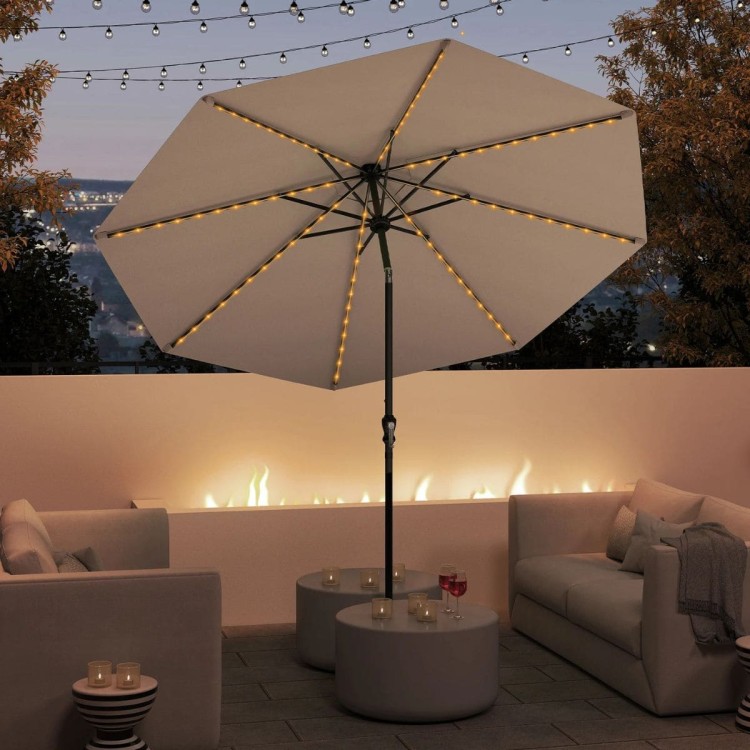 Parasol ogrodowy z korbką i kolorowymi lampkami LED