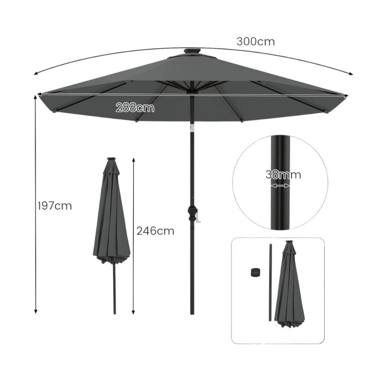 Parasol ogrodowy z korbką i kolorowymi diodami LED