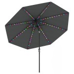 Parasol ogrodowy z korbką i kolorowymi diodami LED