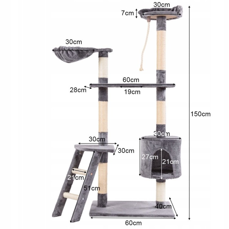 6-poziomowy drapak dla kota legowisko wieża 150cm