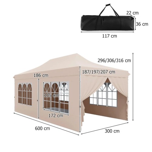 Pawilon ogrodowy namiot imprezowy wodoodporny 3x6m
