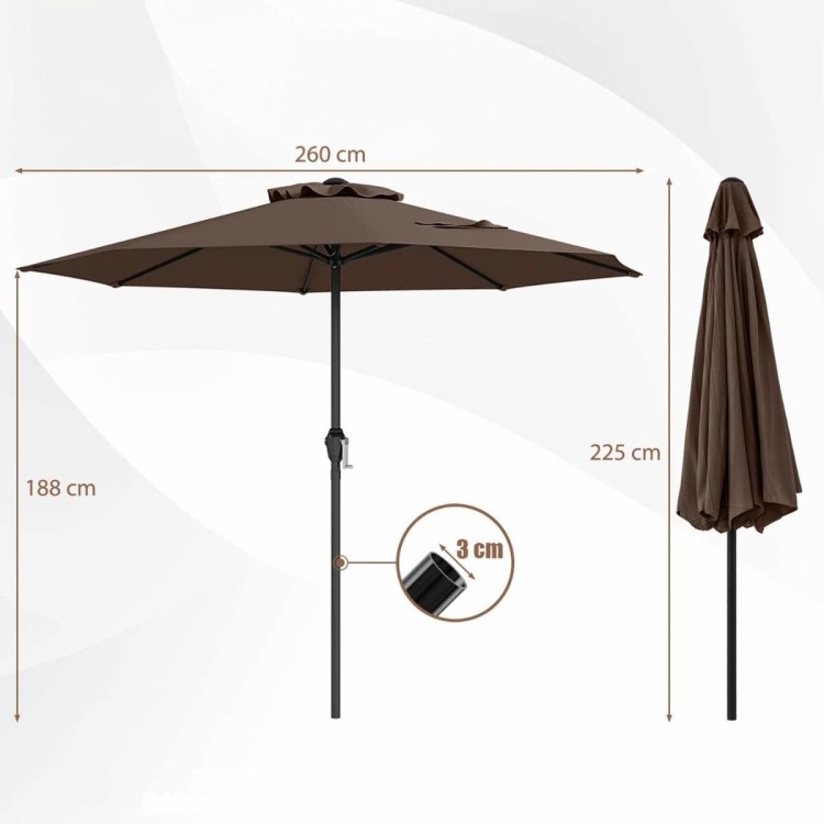 Parasol tarasowy 260 cm brązowy