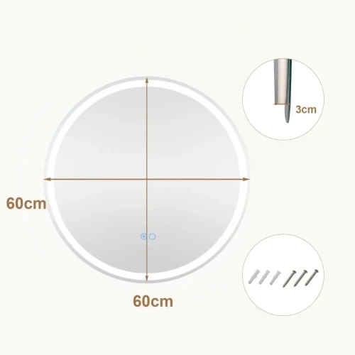 Okrągłe lustro łazienkowe LED 60 cm