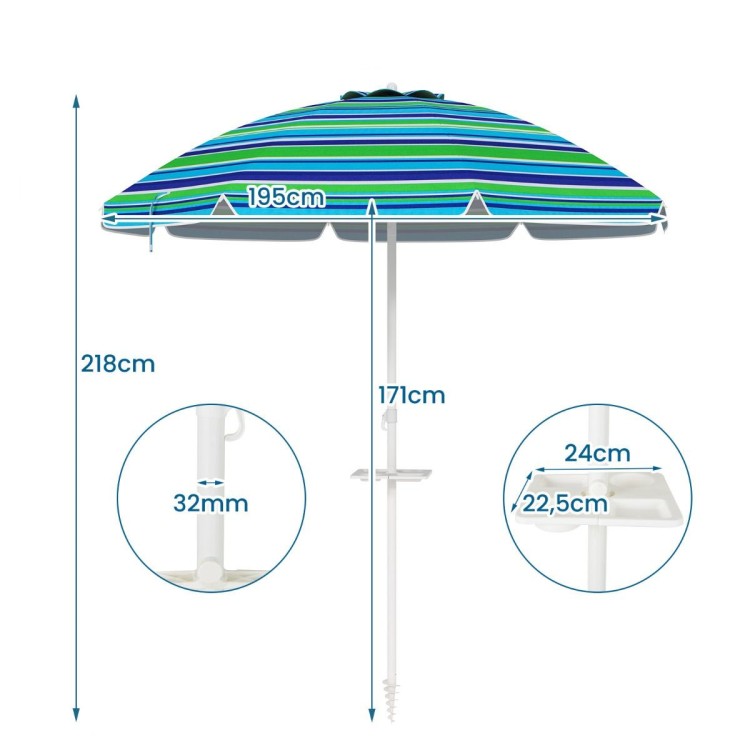 Parasol plażowy z półką na napoje 195 cm