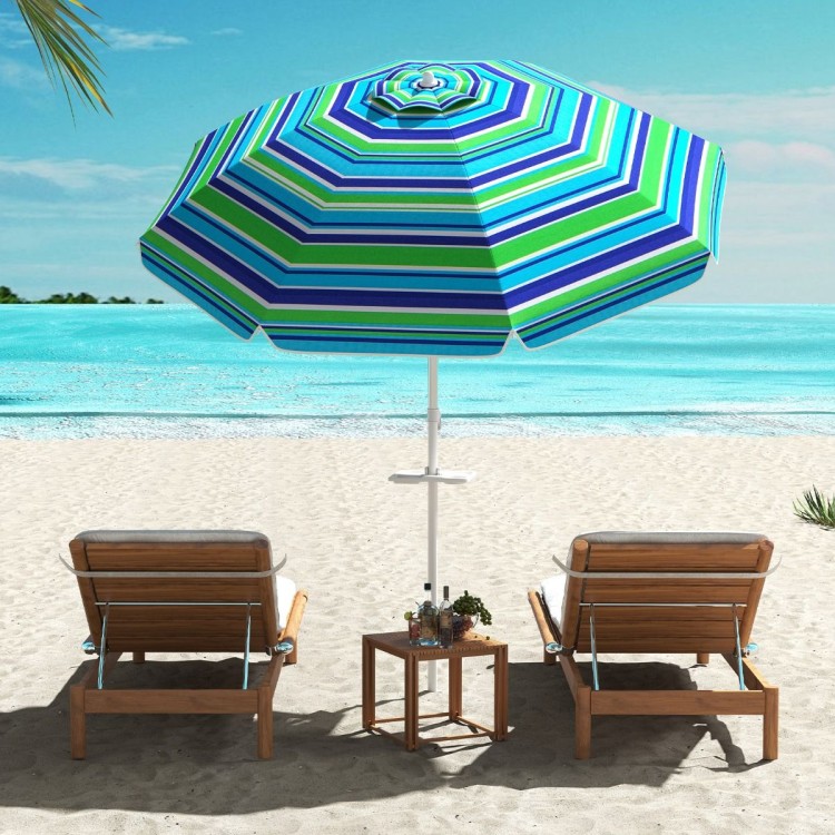 Parasol plażowy z półką na napoje 195 cm