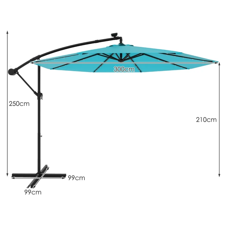 Parasol ogrodowy z oświetleniem LED turkusowy