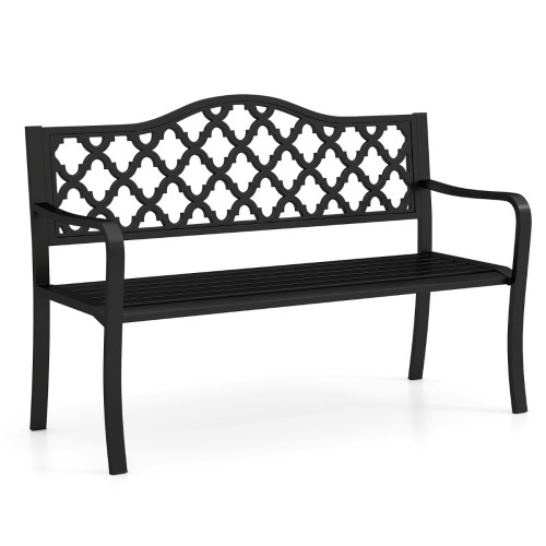 Metalowa ławka ogrodowa 128 x 54 x 89 cm