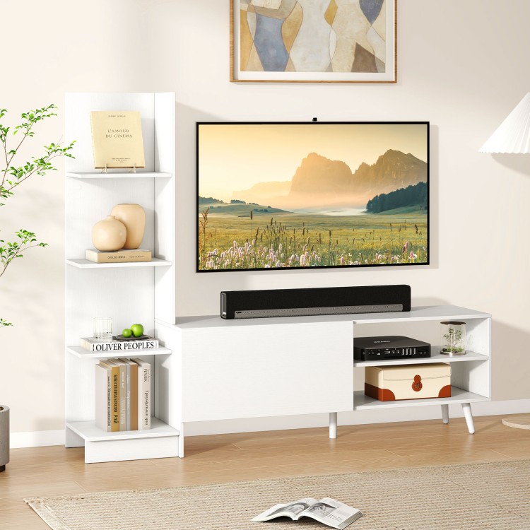 Szafka RTV z słupkiem biała 140 x 31 x 115,5 cm