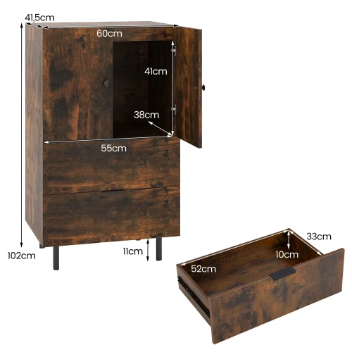 Rustykalna komoda do salonu 60 x 41,5 x 102 cm