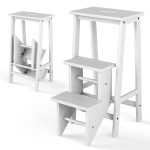 Domowa drabinka z drewna 3-stopniowy stołek 76 cm biały