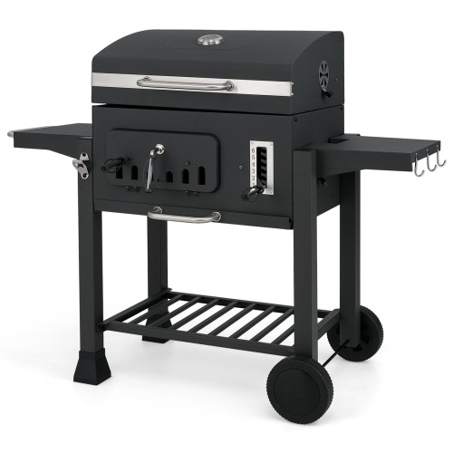 Grill na węgiel drzewny z półkami