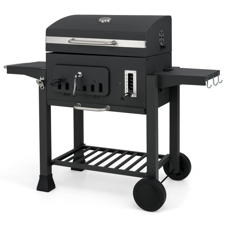 Grill na węgiel drzewny z półkami